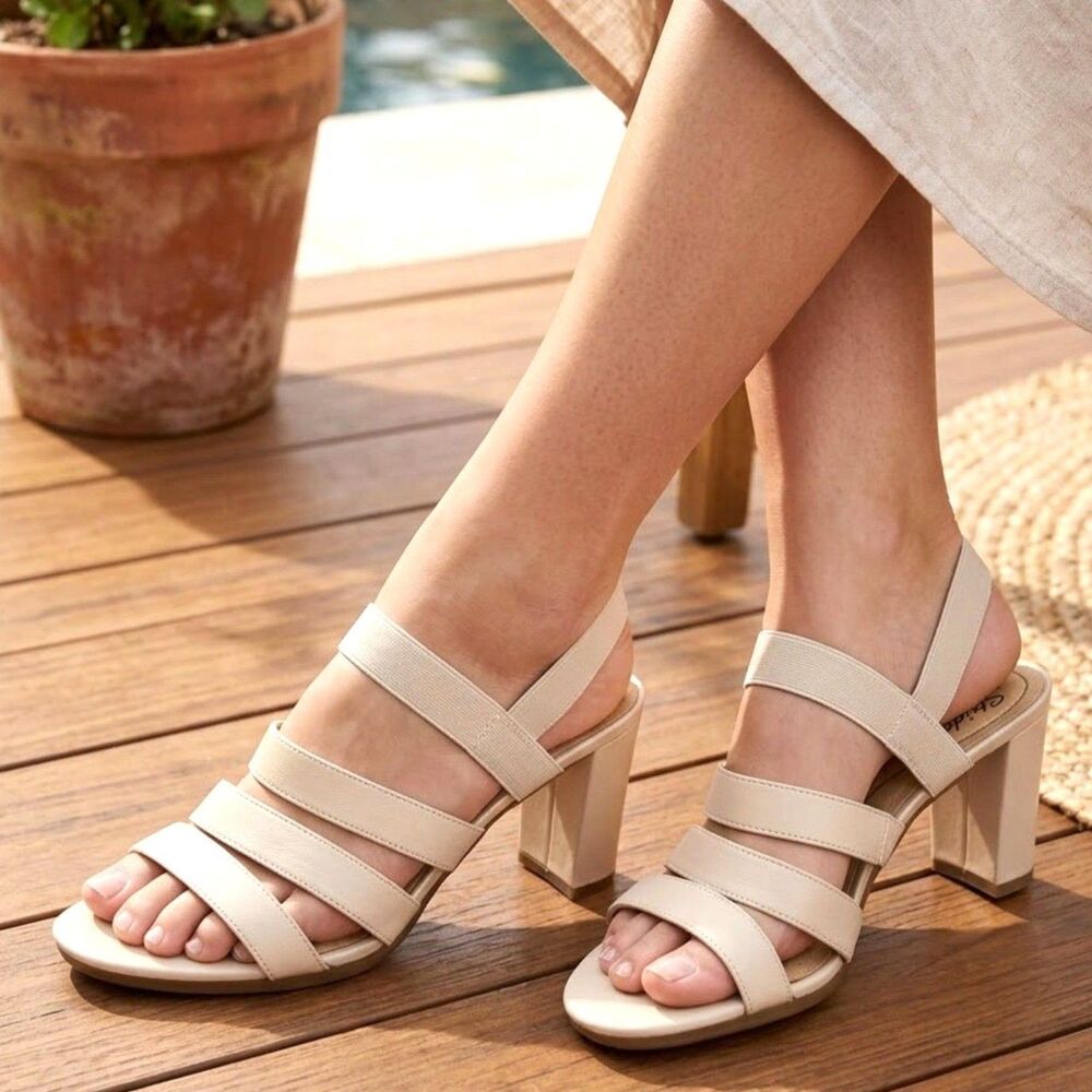 LifeStride Block Heel Sandals 13 Strappy Comfort Dressy Wedding Cream Artist
